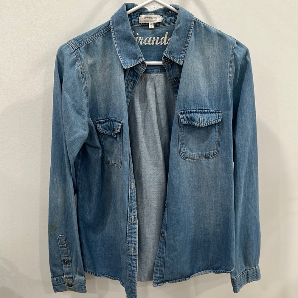 COTTON ON BUTTON DOWN JEAN BLOUSE